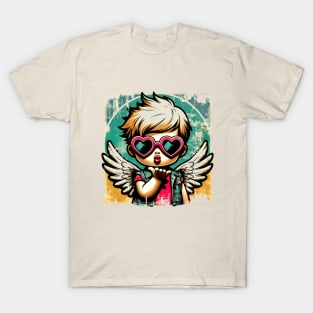 Grunge Love: Distressed Pop Art Cupid Valentine's T-Shirt T-Shirt